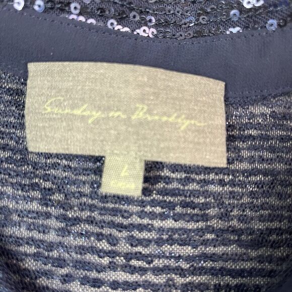 Sunday In Brooklyn Anthropologie Sequin Button up Shirt L Top Whimsigoth Disco - Picture 4 of 10